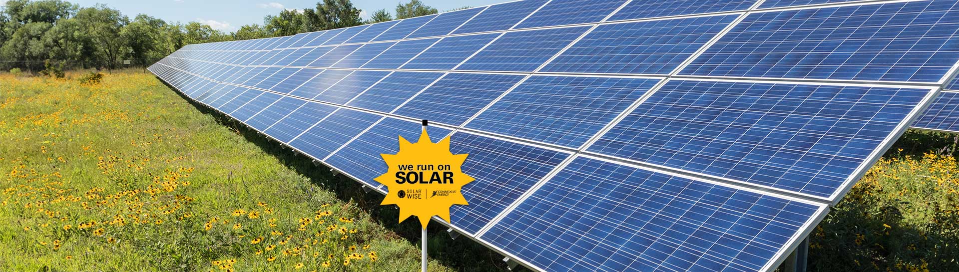 Solar panels with SolarWise sign