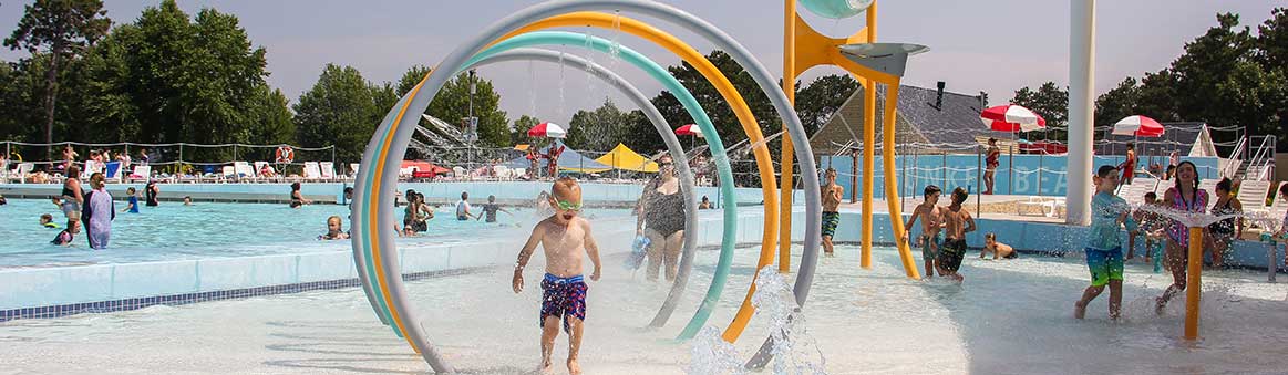 Kids playing in water park